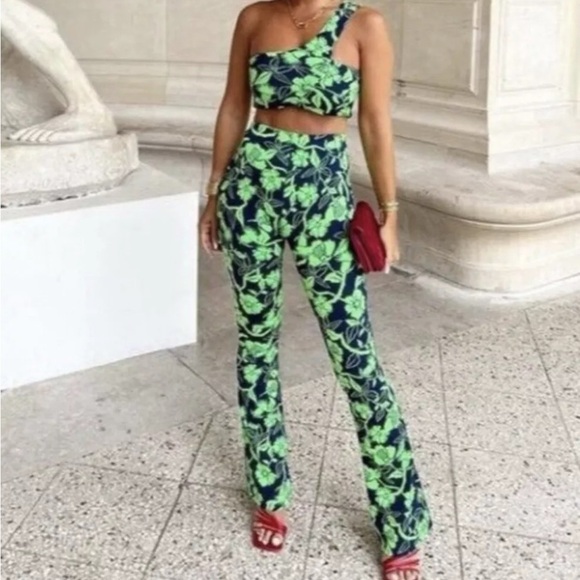 ZARA Jacquard Floral Print 2 Pieces Set Top Pants - Picture 1 of 8